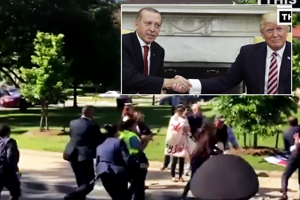 Aмерикански граждани протестиращи срещу Ердоган, биват пребити от турци, но във ВАШИНГТОН!